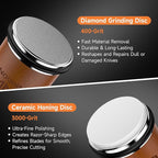 Rolling Knife Sharpener, Diamond & Ceramic Disc, 15° & 20° Magnetic Angle, Fast & Safe for Any Hardness, Sharpening Kit for Kitchen & Pocket Knives, Razor-Sharp Edge, Leather Strop, Classic Kit