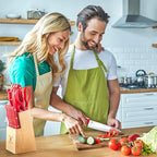 Moss & Stone 14 Pcs Knife Block Set Stainless Steel, Premium Forged Kitchen Knives Set with High-Carbon Blades, Ergonomic Handle, Sharp Blade, Rust Resistant, Modern Style for Home & Chef, Red