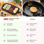 Dash Deluxe Everyday Griddle - Electric Griddle with Removable Plate - Nonstick, Easy-Clean Surface & Anti-Slip Base - Recipe Book Included - Gray