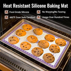 Silicone Pastry Mat with 10 Useful Recipes, Silicone Mat for Baking, Dough Rolling for Bread, Cookie, Macaron, Pizza, Surdough, Pastry Non Stick Silicone Mat for Counter