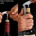 Professional Waiter’s Corkscrew – Double-Hinged Wine Opener with Wooden Handle & Leather Case, Durable Stainless Steel Wine Key for Bar, Restaurant & Home
