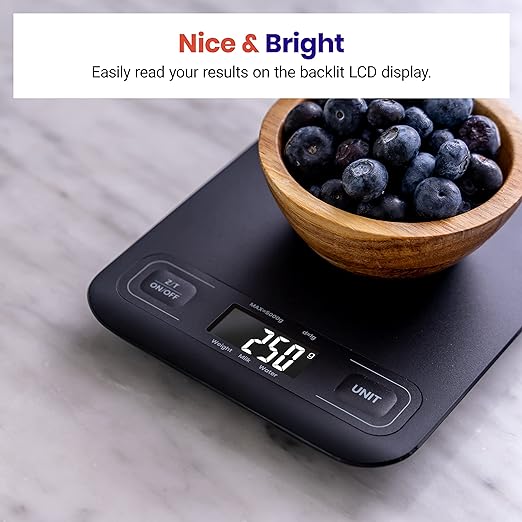 Etekcity Food Kitchen Scale, Digital Mechanical Weighing Scale,Grams and Ounces for Weight Loss, Baking, Cooking, Keto and Meal Prep,Packages, Liquids, Jewelry, LCD Display, Medium, Black