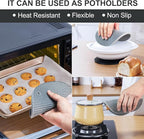 Silicone Trivet Mats, 4 Pack Hot Pads Pot Holders for Kitchen, Heat Resistant Non-Slip Trivets for Hot Dishes, Hot Pots and Pans, Countertop, Table, Food Grade Silicone & BPA Free, Gray