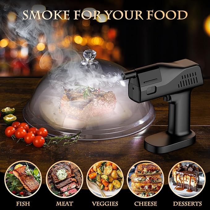 Cocktail Bubble Smoke Gun, One Key Operation, Handheld, with 1.4 Inch Color Screen, for Bartenders, Bar, Party, Wine, Drinks, Coffee