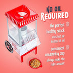 Nostalgia Vintage Hot-Air Popcorn Maker Machine - Makes Up to 12 Cups - Oil-Free - Healthier Popcorn - Classic Stand-Up Cart With Wheels - Includes Kernel Measuring Cup - White & Red