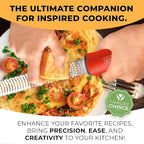 Orblue Lemon Zester & Cheese Grater - Premium Citrus Zester, Kitchen Grater for Parmesan, Chocolate, Fruits, Vegetables, Ginger, Garlic, Nutmeg - Stainless Steel Blades with Protective Cover, Red