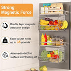 Fruit Basket 2 IN 1 Magnetic & Hanging Wall Produce Basket for Potato Onion Fruit and Vegetable Storage,Magnetic Spice Rack for Refrigerator Kitchen Counter Cabinet Pantry