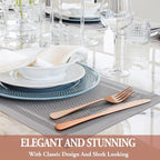72 Pcs Rose Gold Silverware Set with Steak Knives Service for 12,Stainless Steel Flatware Set,Mirror Polished Cutlery Utensil Set, Kitchen Eating Tableware,Include Fork Knife Spoon Set,Dishwasher Safe