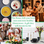 48 Pcs Wheat Straw Dinnerware Sets for 6- Unbreakable Dinnerware Set with Large Plates, Bowls and Cups-BPA Free, Lightweight, Microwave Safe Wheat Straw Plates and Bowls Sets, RV Camping Dishes