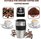 Mixpresso 2 in 1 Grind & Brew Automatic Personal Coffee Maker, Automatic Single Serve Coffee Maker with Grinder Built-In and 14oz Travel Mug, Auto Shut Off Function,Black Travel Coffee Maker