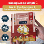 Baketivity Masterpiece Cookies Kids Baking Kit - Cooking Kit for Kids with Premeasured Ingredients, Step by Step Instructions, Paint Brushes, Art Lessons - Baking Set for Girls, Boys Ages 6-12
