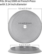 34 oz French Press 3.75 Inch Filter Replacement Parts 3 Pieces Stainless-Steel Set Containing Spiral Disk, 8 Cup Mesh French Press Screen and Cross Disk for 1000L French Press