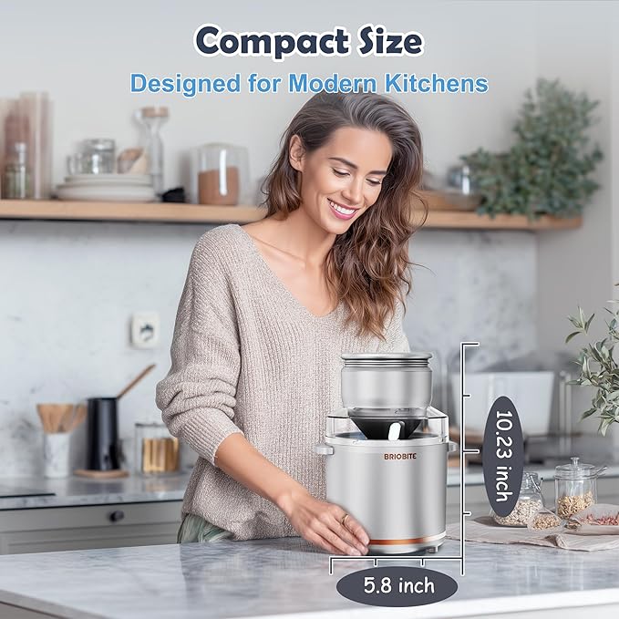 BRIOBITE 1.1 Quart Ice Cream Maker – Electric Ice Cream Machine for Gelato, Milkshakes & Sorbet,Perfect for 2-3 Servings, Easy to Use & Clean,Silver