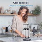BRIOBITE 1.1 Quart Ice Cream Maker – Electric Ice Cream Machine for Gelato, Milkshakes & Sorbet,Perfect for 2-3 Servings, Easy to Use & Clean,Silver