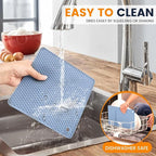 Silicone Trivet Mats 4 Heat Resistant Pot Holders Multipurpose Non-Slip Hot Pads for Kitchen Potholders, Drying mat, Jar Opener, Spoon Holder, Coaster.(Light Blue)