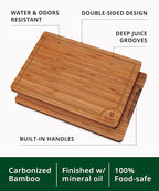 ROYAL CRAFT WOOD Wooden Cutting Boards for Kitchen Meal Prep & Serving - Bamboo Wood Serving Board Set with Deep Juice Groove Side Handles - Charcuterie & Chopping Butcher Block for Meat