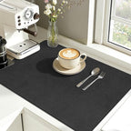 Findosom Dish Drying Mat, 17"x 32" Super Absorbent & Hide Stain Coffee Mat, Cuttable Drying Mat for Kitchen Counter, Coffee Bar Accessories, Under Dish Rack, Coffee Maker, Espresso Machine, Black-2