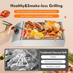1800W Countertop Electric Griddle Flat Top Grill - Portable Barbecue, Smokeless Indoor, Non-Stick Cooking, Removable Plate BBQ With Temperature Control 110V