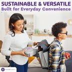 Everusely - Bento Box - Lavender, 60oz / 1.8 L - Extra Large Stainless Steel Lunch Box + Leakproof Condiment Container - 3 Compartment Snack Organizer for On the Go Meals - Freezer & Dishwasher Safe