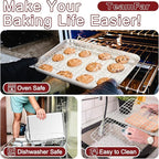 TeamFar Stainless Steel Baking Sheet with Rack Set, 17.6/16/12.5 Inch Cookie Sheets Baking Pans and Cooling Racks for Cooking Serving, Non-Toxic & Heavy Duty, Dishwasher Safe, 6 PCS (3 Pans + 3 Racks)