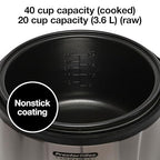 Proctor Silex Commercial 37540 Rice Cooker/Warmer, 40 Cups Cooked Rice Capacity, Nonstick Inner Pot, Hinged Lid, Stainless Steel Housing, Conforms to NSF