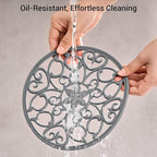 SMARTAKE 3 Set Silicone Trivet Mats, Multi-Use Carved Trivet Mat, Insulated Non-Slip Durable Kitchen Mats, Flexible Modern Kitchen Table Mat, for Hot Dishes, Pots, Dining Countertop, Grey, STM413H