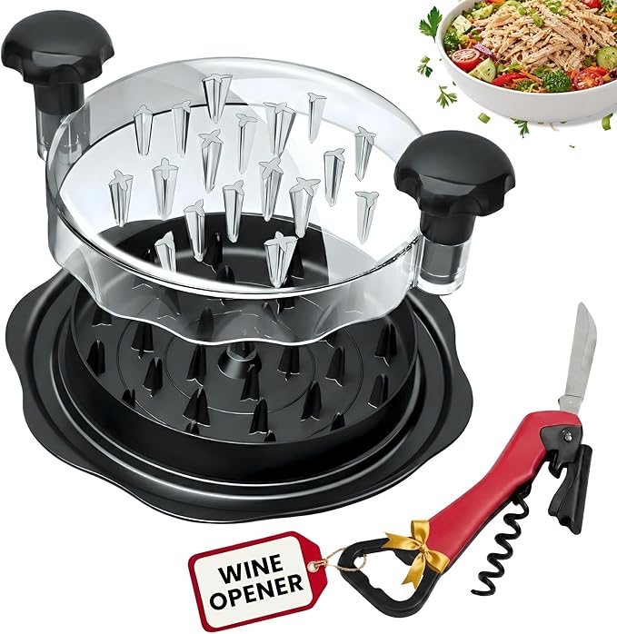 Chicken Shredder Tool, Meat Shredder Tool Twist, Large Chicken Breast Shredder, Food Shredders for Kitchen, Meat Shredder Twist for Pulled Pork, Chicken Grinder Gadget with Wine Opener