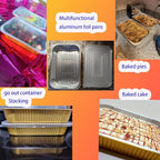 Gold Aluminum Foil Baking Pans with lids Heavy-Duty 9"×13"(10pack+10Lids), Disposable Food containers reusable F330(3500ML)