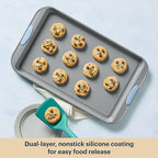 Pyrex (8-Piece) Metal Bakeware Set, Lightweight Stainless Steel Baking Trays with Heatsafe Silicone Handles, Cookie & Muffin Sheets, Round/Square Baking Pans, Cerulean