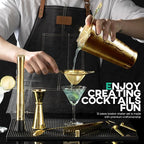 Homestia Cocktail Shaker Set, Bartending Kit: Weighted Boston Shaker Tin, Hawthorne Strainer, Jigger, Bar Spoon and Muddler, Professional Stainless Steel Bar Tool for Beginner (Gold)