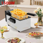 Pukomc Deep Fryer 3 Liter Capacity,1500W Oil Fryer with Adjustable Temperature,Viewing Window,Detachable Frying Basket,Made of Stainless Steel Material and Easy to Clean