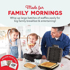 DASH No-Drip Waffle Maker - Four Waffle Molds, Nonstick Waffle Iron with Quick Heat-Up, Nonstick Surface - Perfect Waffle Maker for Kids and Families, Just Add Batter