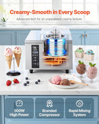 VEVOR Commercial Hard Ice Cream Machine, 500W 1.32 Gal/Hour, Gelato Hard Serve Ice Cream Maker with 2.8L 304 Stainless Steel Cylinder, Auto Clean LED Panel High Productivity for Snack Bar Restaurants
