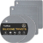 Silicone Trivet Mats, 4 Pack Hot Pads Pot Holders for Kitchen, Heat Resistant Non-Slip Trivets for Hot Dishes, Hot Pots and Pans, Countertop, Table, Food Grade Silicone & BPA Free, Gray