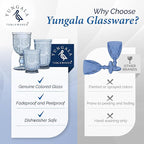 Yungala Blue-Wine-Glasses-Sunflower-Set-6 Blue Wine Glasses Set of 6 Vintage Hobnail Goblets 10 oz Dishwasher Safe