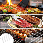 15-Piece Grill Set, BBQ Grilling Accessories with Tongs & Spatula, Stainless Steel Grill Utensils Set with Hooks & Apron Storage Bag for Outdoor Cooking, Camping, Practical Gifts for Men Dad