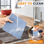 Silicone Trivet Mats 4 Heat Resistant Pot Holders Multipurpose Non-Slip Hot Pads for Kitchen Potholders, Drying mat, Jar Opener, Spoon Holder, Coaster.(Black Nordic Blue)