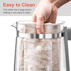 1200w Electric Kettle, 1.5L Borosilicate Glass tea kettle, Hot water kettle electric for Coffee or Tea, BPA Free, Auto Shut-Off, Stainless Steel, Fast Boil, White