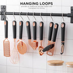 COOK WITH COLOR Kitchen Gadget Set Copper Plated Stainless Steel Utensils with Soft Touch Handles, Copper Black, 7 Pieces