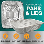 Aluminum Pans With Lids 9x13 [10 Sets] Aluminum Foil Pans Trays With Lids - Half Size Tin Foil Disposable Pans For Baking, Roasting, Cake Serving Dishes, Catering Supplies, Steam Table Chafing