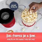 Nostalgia 8-Cup Hot Air Popcorn Maker & Bowl - 2-In-1 Bowl & Lid, 2 oz Measuring Cup - Oil-Free Pop Corn for Movie Night, Snacks, Birthday Parties, and More - Red