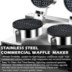 110V 2600W Commercial Double Waffle Maker,Non-Stick Commercial Waffle Baker,Stainless Steel Belgian Waffle Iron for Restaurant Party Food Stall, Bakery Snack Bar Family