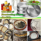 Palksky Mason Jar Lids Stainless Steel for Wide Mouth Mason Jar Lids, 4Pcs Rustproof Mason Jar Caps/Tops - Leakproof & Dishwasher Safe