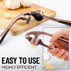 Zulay Kitchen Premium Garlic Press Set - Rust Proof Professional Garlic Mincer Tool - Easy-Squeeze, Easy-Clean with Soft, Ergonomic Handle - Silicone Garlic Peeler & Brush (Copper)