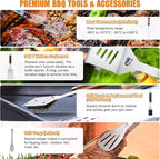 Cifaisi BBQ Grill Accessories Set, 38Pcs Stainless Steel Grill Tools Grilling Accessories with Aluminum Case, Thermometer, Grill Mats for Camping/Backyard Barbecue, Grill Utensils Set for Men Women