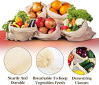 MAQIHAN 6 Pack Reusable Produce Bags Cotton Mesh Produce Bags Mesh Storage Produce Bags Reusable Durable Double Stitched With Drawstring Produce Bag For Vegetables,Fruit & Grocery Shopping (2L,2M,2S)