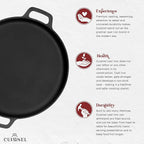 Cuisinel Cast Iron Pizza Pan 13.5-Inch – Pre-Seasoned Round Baking Stone for Oven, Grill & Stovetop – Heavy-Duty Skillet Alternative for Crispy Crust Pizza, Flatbreads & Roasting