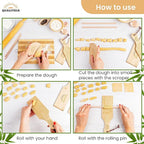 Gnocchi Board Set for Rolling Dough - 2x Paddles, 2x Rollers & 1x Cutter, Bamboo Pasta Shaper Tools Butter Maker, Garganelli Cavatelli Tortellini Cavarola Roller (Gnocchi Board Set 4)