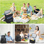 holuxer Insulated Lunch Bag & Lunch Box for Men - Double Deck Reusable Lunch Bag for Women Tote Cooler Bag Leakproof Soft Expandable - Large Lunchbox for Work/Adult/Picnic/Outdoor (Black，15L)
