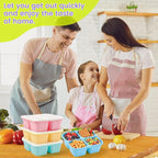 4 Pack Snack Containers Bento Box Adult Lunch Box,Meal Prep Container, Reusable Food Storage lunch Containers Stackable for Work, Travel and Gym (Pink, Blue, Green, Yellow)